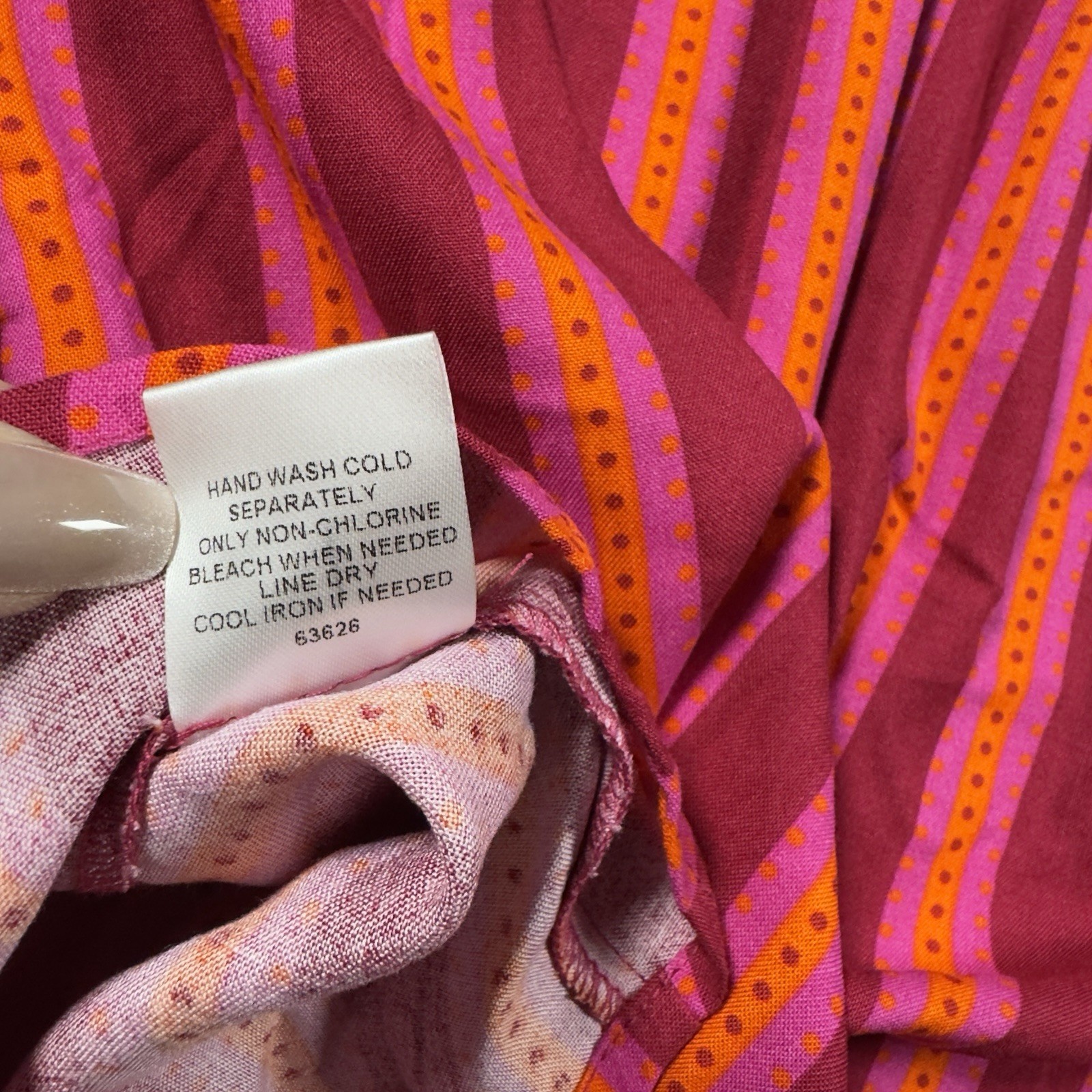 Sugar Lips Striped Blouse Womens Medium Pink Orange Puff Sleeve Rayon NWT