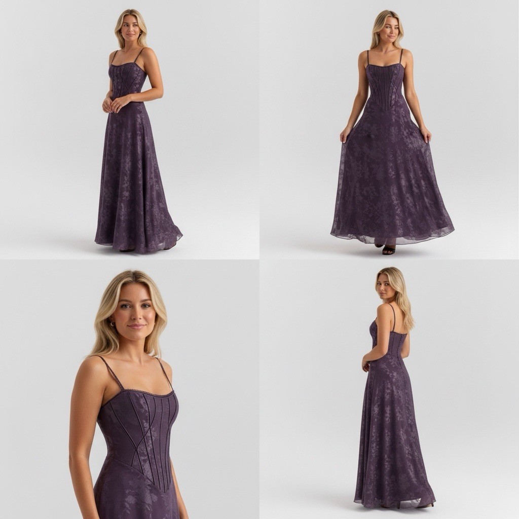 Luxury Purple Corset Evening Dress Size S Formal Maxi Prom Grown Designer