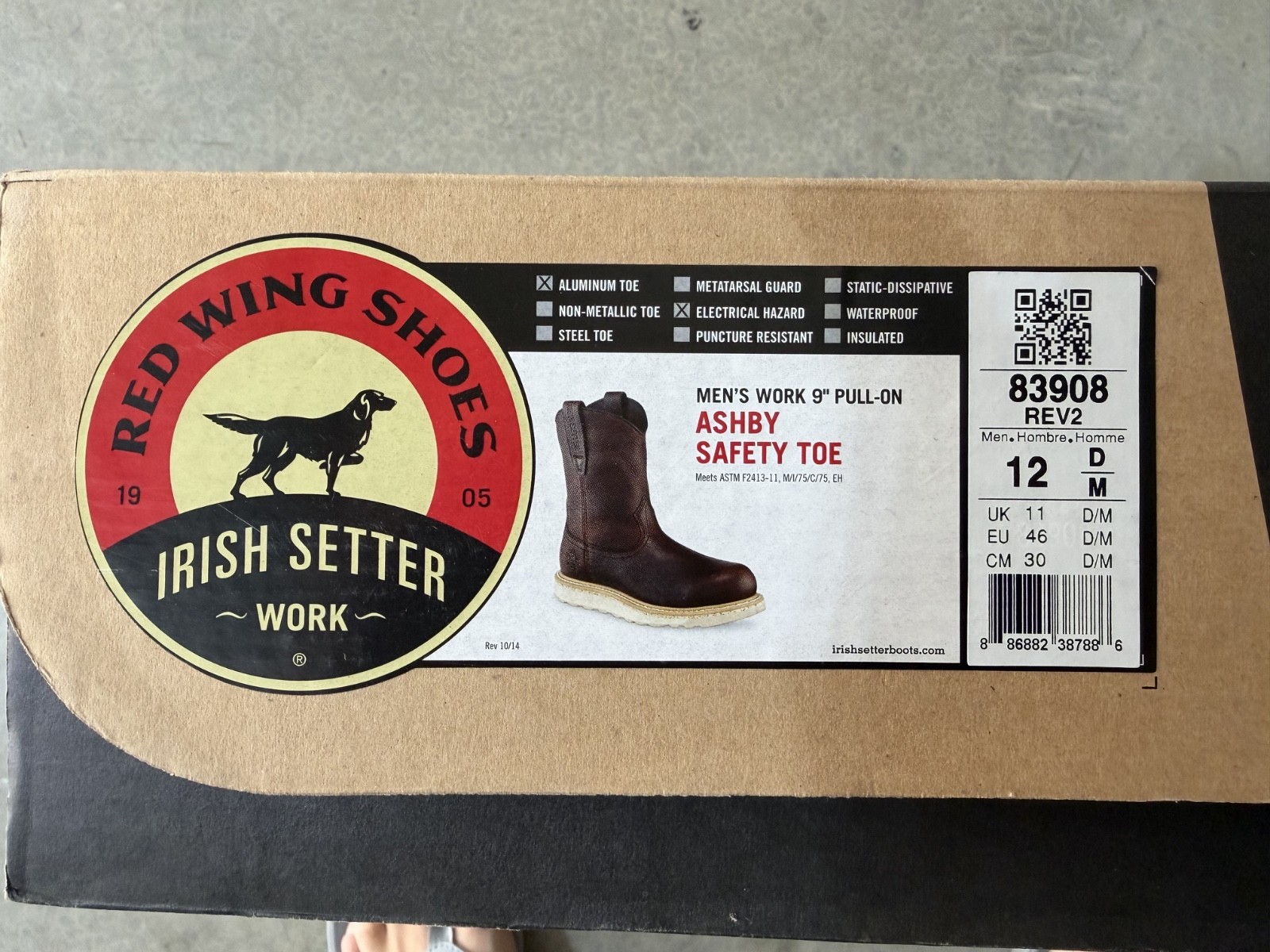 Irish Setter 83605 Ashby Work Boot for Men, Size 12 – Brown – New in box