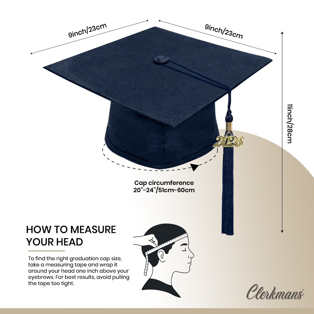 Matte Navy Blue High School/Bachelor Graduation Cap and Gown