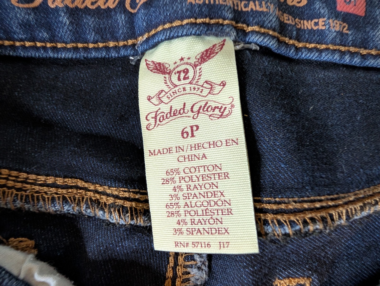 Faded Glory Dark Blue Jeans Tapered Leg Women’s Size 6 Petite 5 Pocket Design