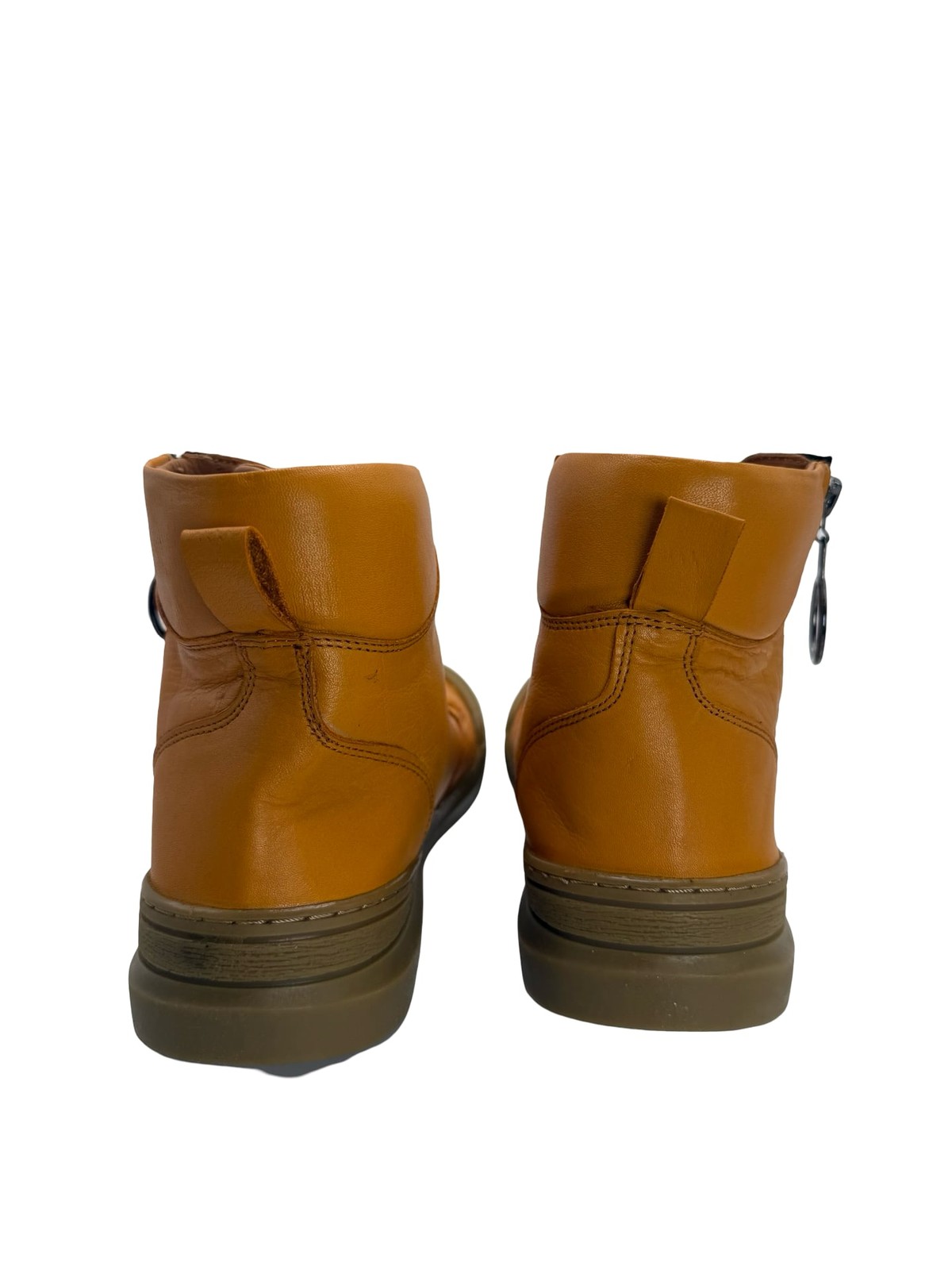 Sheridan Mia Orange Leather Lace-Up Zipper Boots US 9