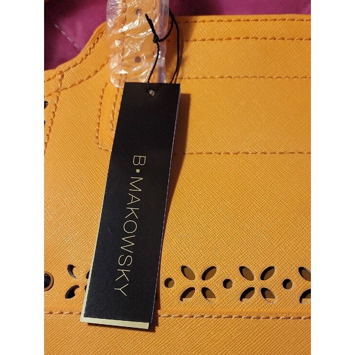 B. Makowsky Yellow Floral Laser-Cut Tote