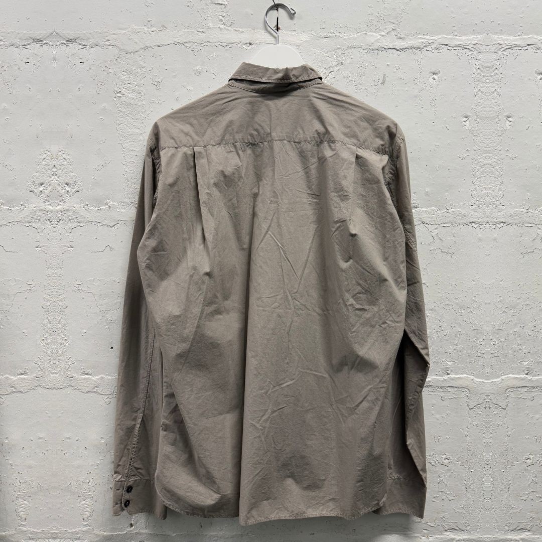 ANN DEMEULEMEESTER Archive Grey Cotton Hidden Button Up Shirt M Belgium