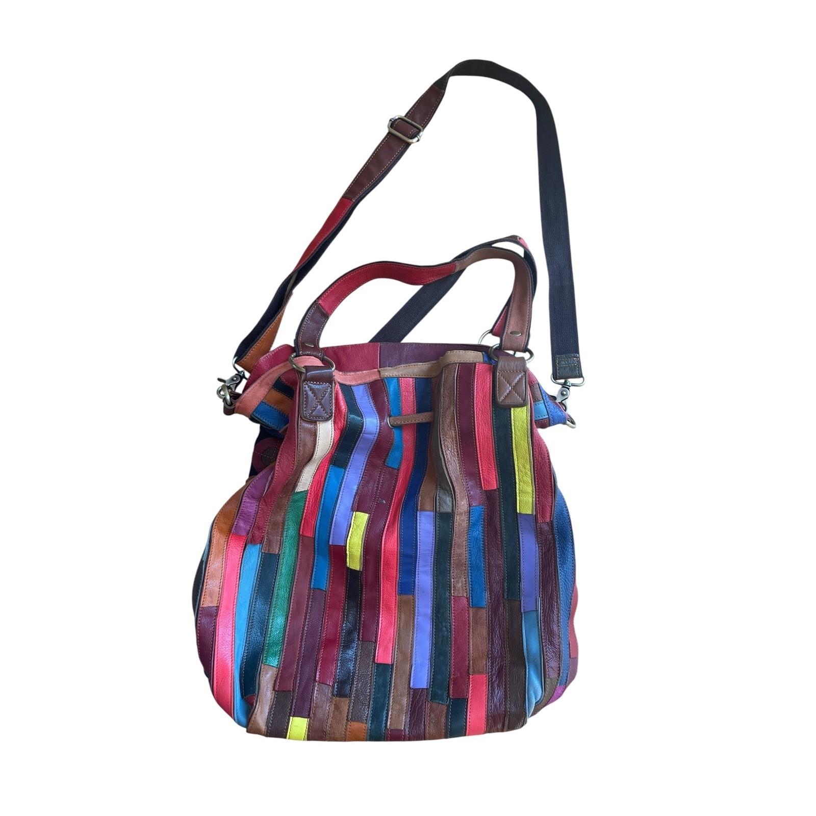 American Leather Patchwork Leather Patchwork Bag Crossbody Shoulder Tassel Bag