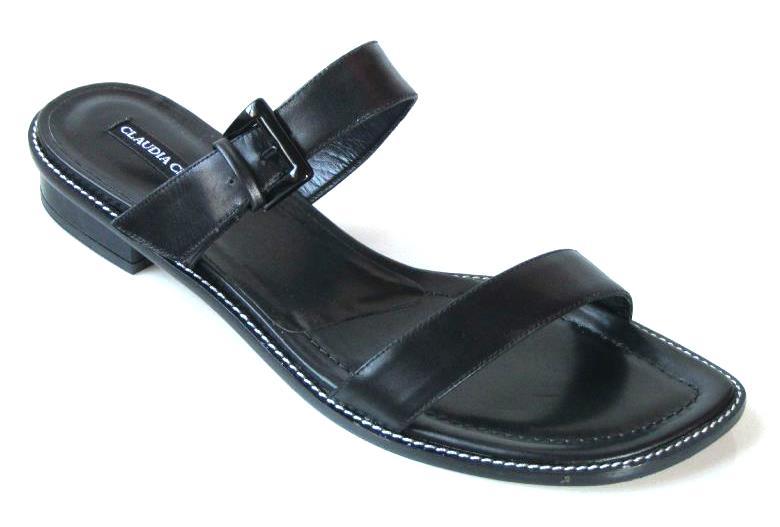 CLAUDIA CIUTI black size 4 strappy buckled flats slides shoes ‘Jilian’ Italy