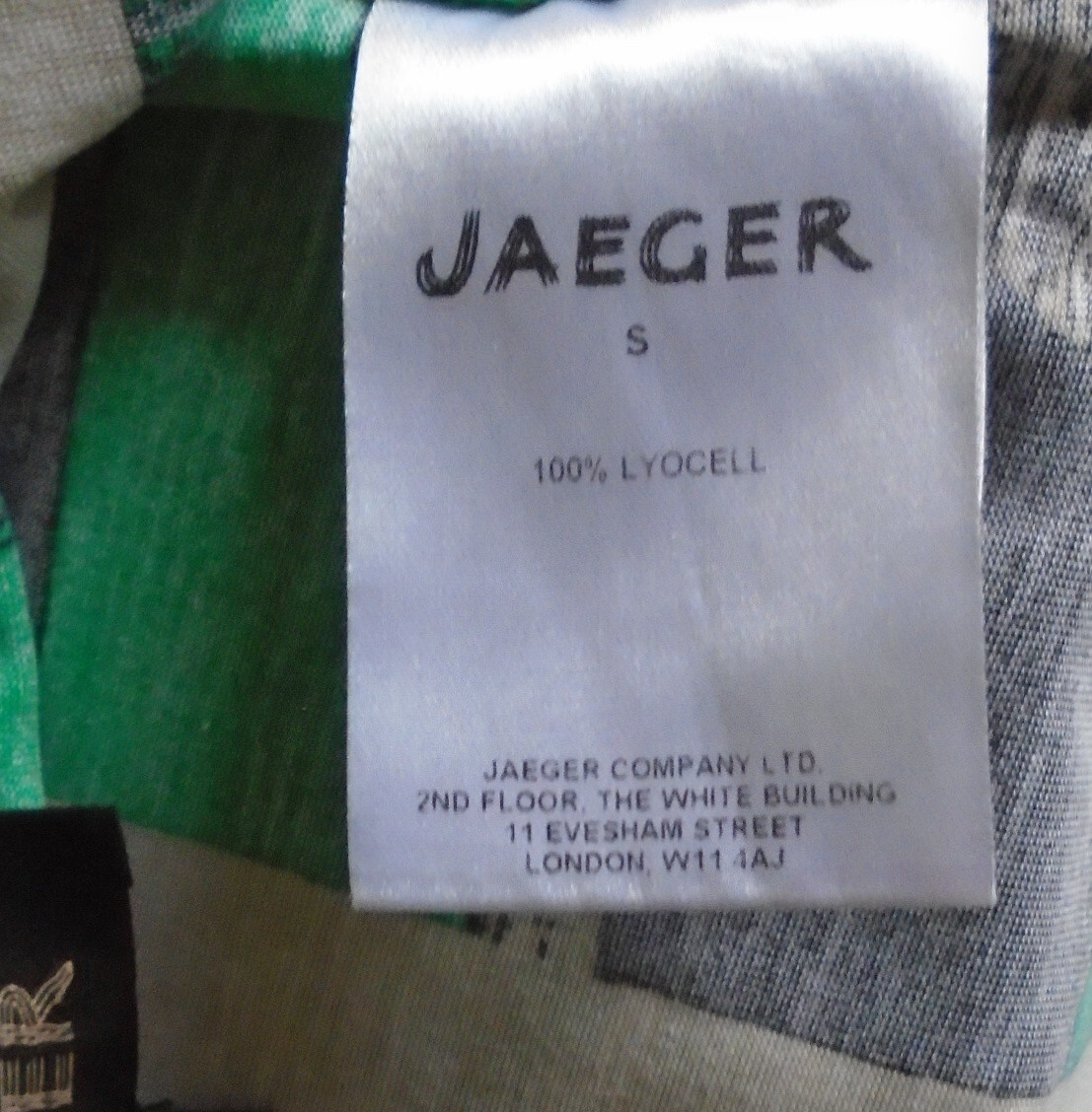 Jaeger Geometric Top beige green black geo sleeveless jersey Size M Medium vgc