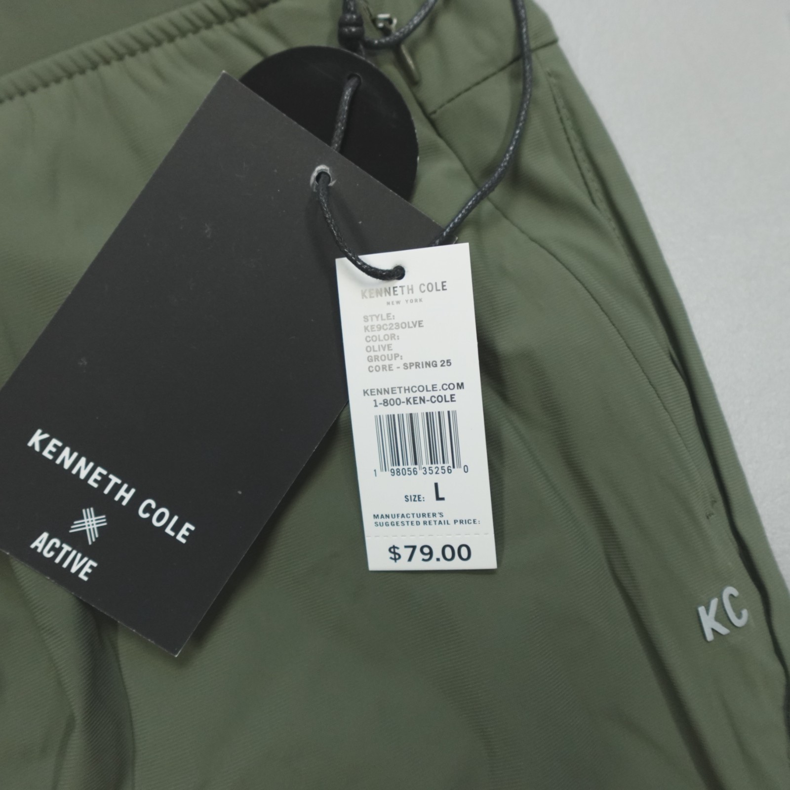 Kenneth Cole Active Tech Jogger Ankle Zip DWR Lightweight Reflective Olive