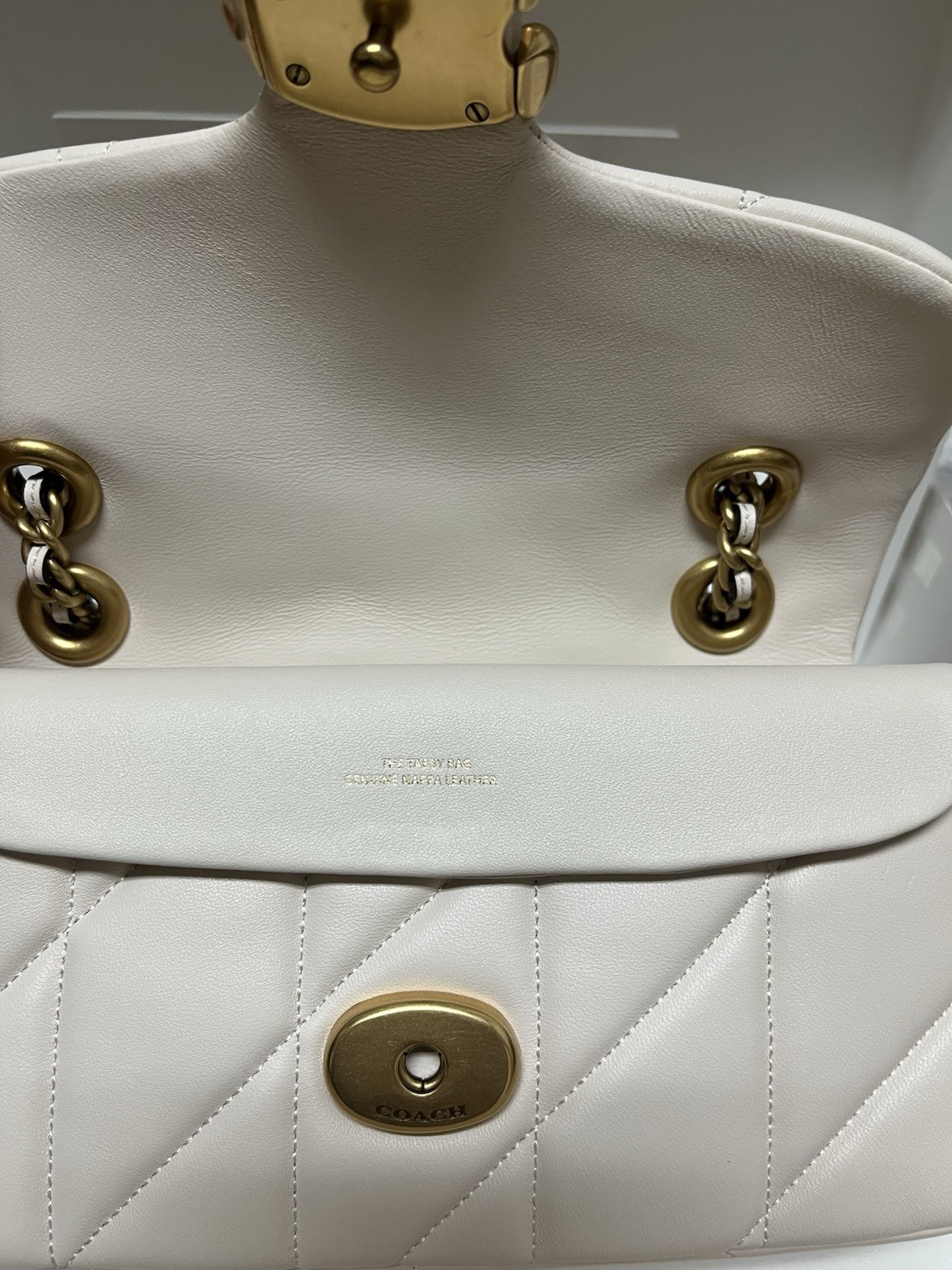 COACH Tabby Puffy Quilted Chain Shoulder Bag 20 Chalk White CP149
