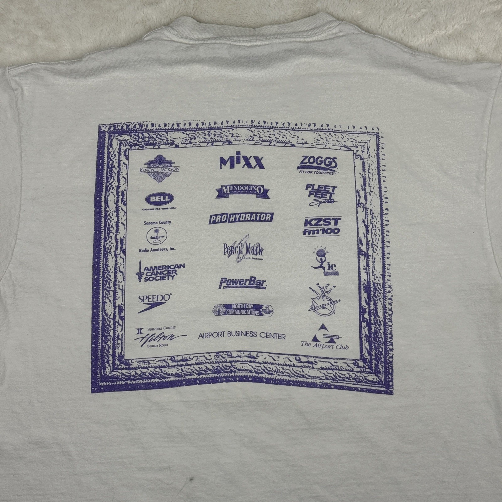 1997 Vintage Mona Lisa Triathlon Athlete Sponsor Promo White Large Oneita Shirt