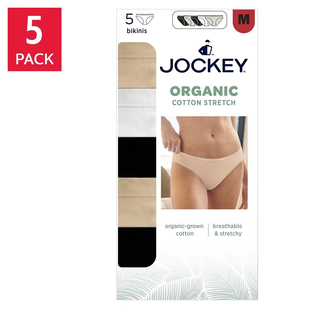 Jockey Women’s Organic Cotton Stretch Bikini 5-Pack