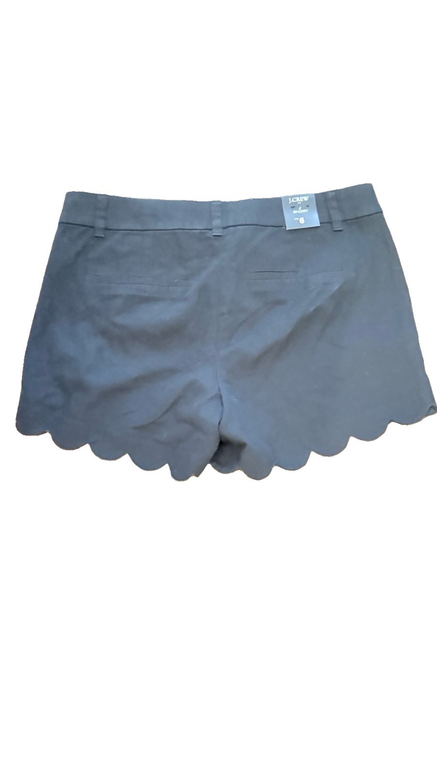 NWT J.Crew Factory Black Scalloped Hem Chino Shorts Women’s Size 6 Cotton