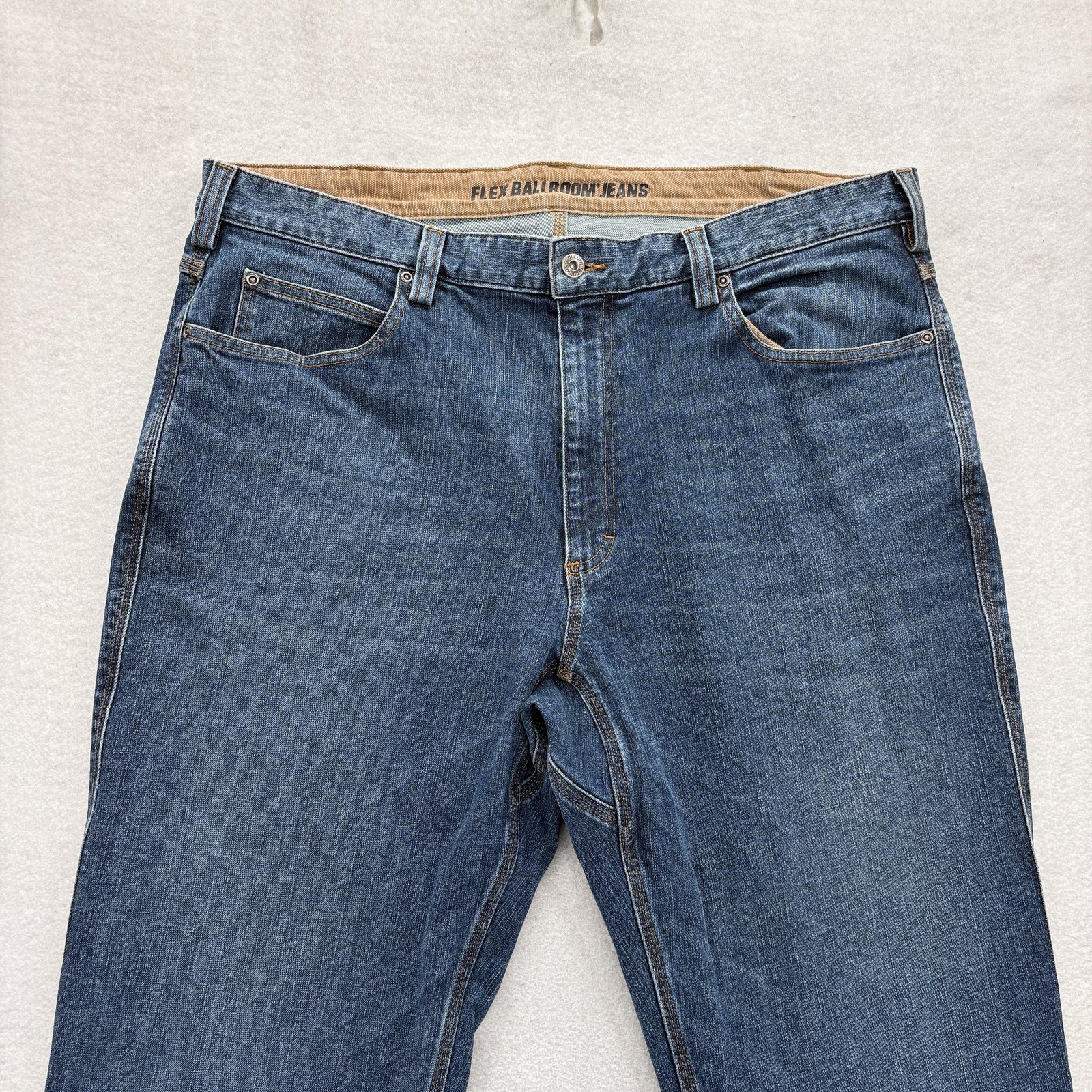 Duluth Flex Ballroom Jeans Mens 40×32 Blue Medium Wash Relaxed Straight Denim