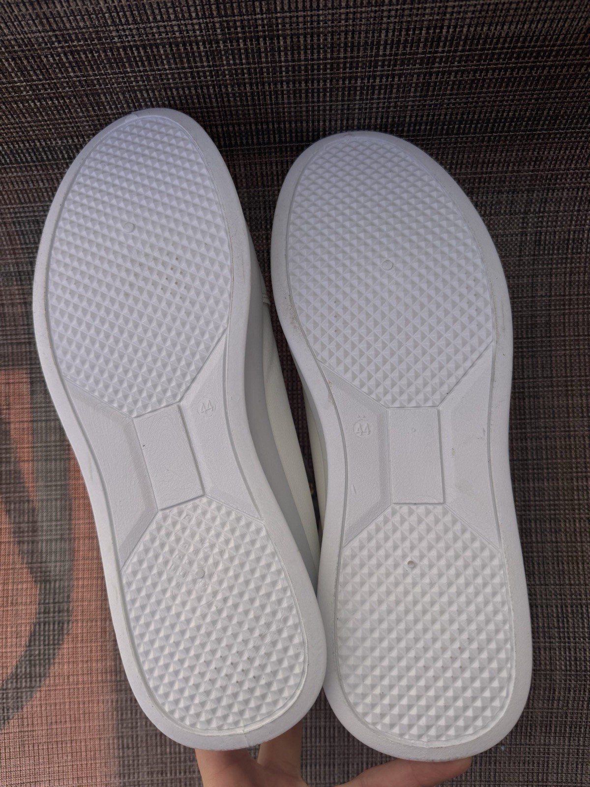 Men White High-Top Casual Sneakers,Thick Rubber Sole, Synthetic Material Size 44