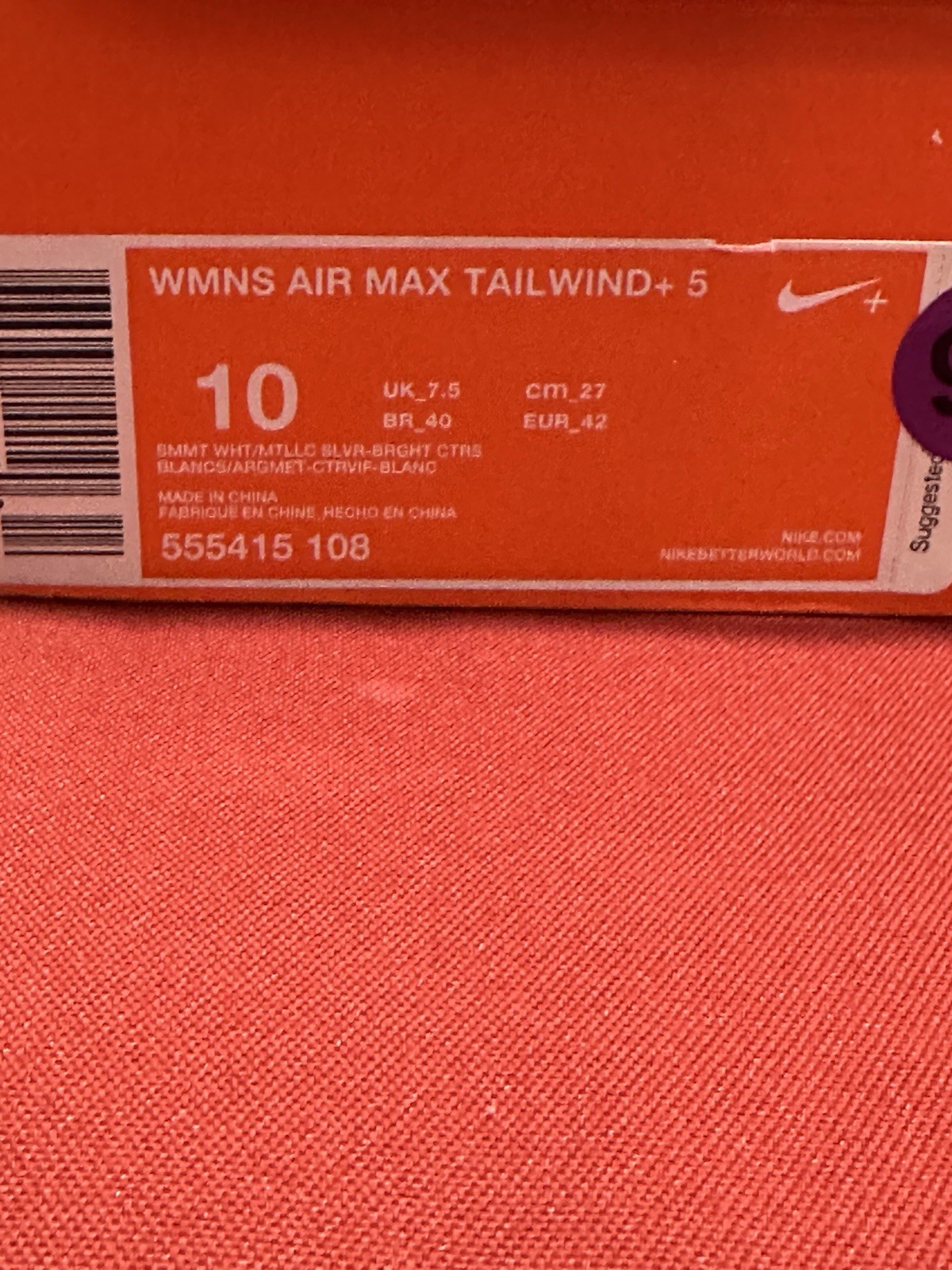 Nike Air Max Tailwind+ 5 Mesh and Synthetic Women’s Running Shoes, 555415 108