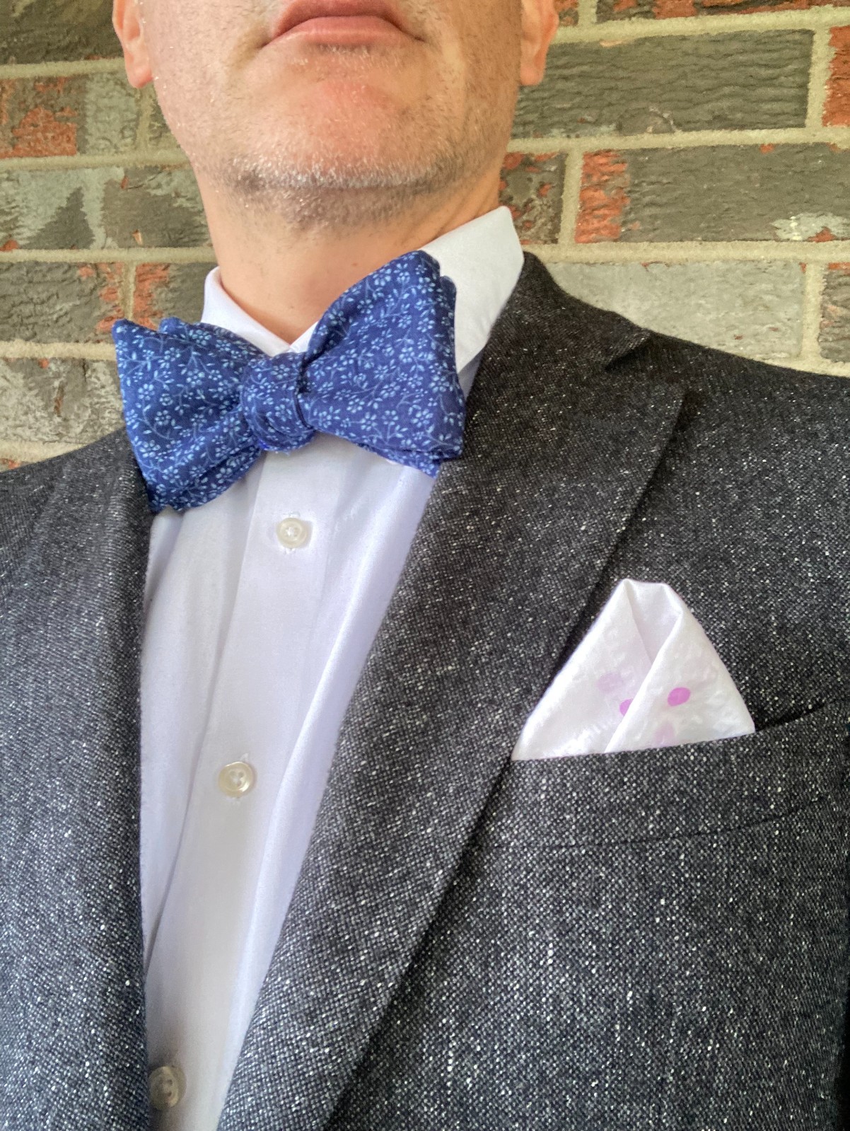 Handmade Adjustable Blue Floral Bow Tie