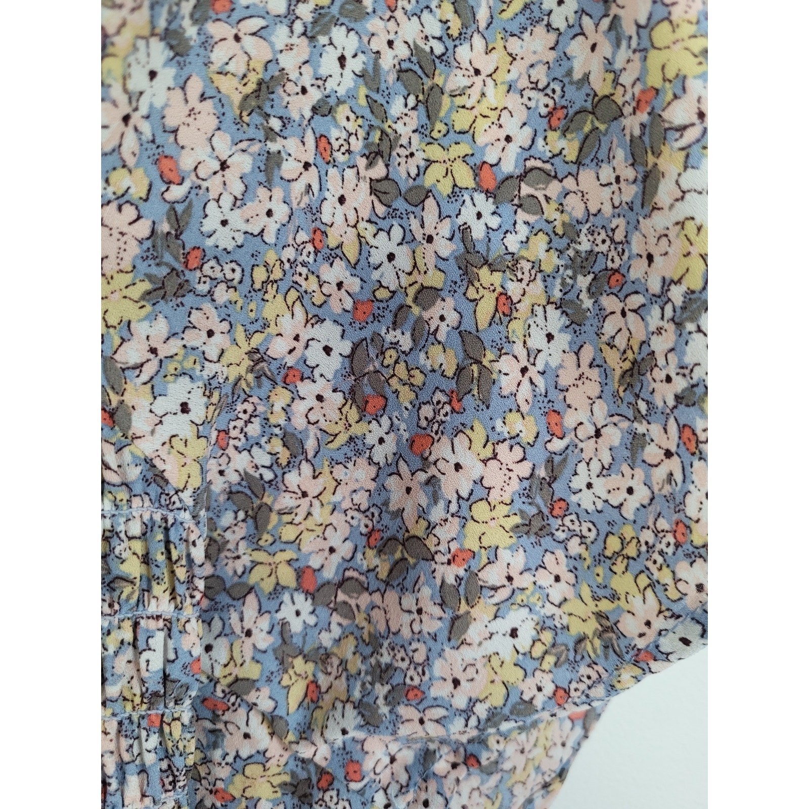 ​Sienna Sky Ditsy Floral Mini Dress XS Flutter Sleeve Cottagecore Milkmaid Femme