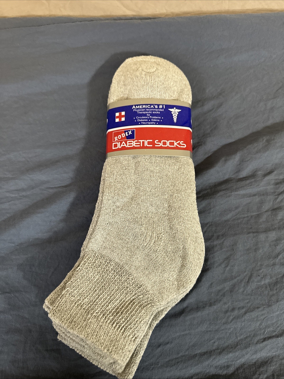 Rodex America’s #1 Diabetes & Circulatory Grey 3 Pack Crew Socks Adult Size