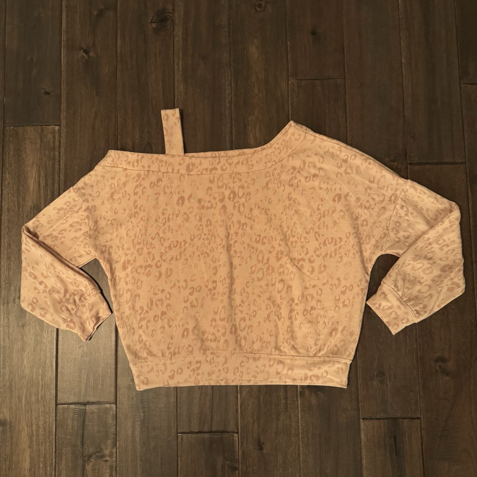 Peach Animal Print Off the Shoulder Comfy Knit Top M