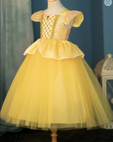 NEW Princess Belle Beauty & The Beast Dress Girls Halloween Costume