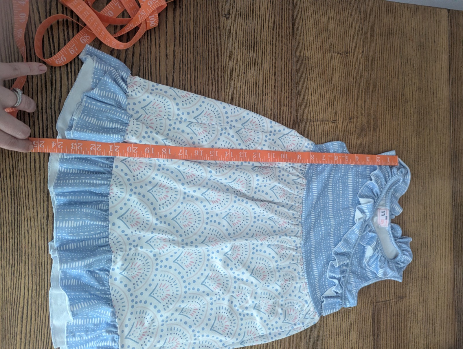 EUC Pete & Lucy Girls Small 6/6x Boho Blues Dress Ruffle Sleeveless Faux Wrap