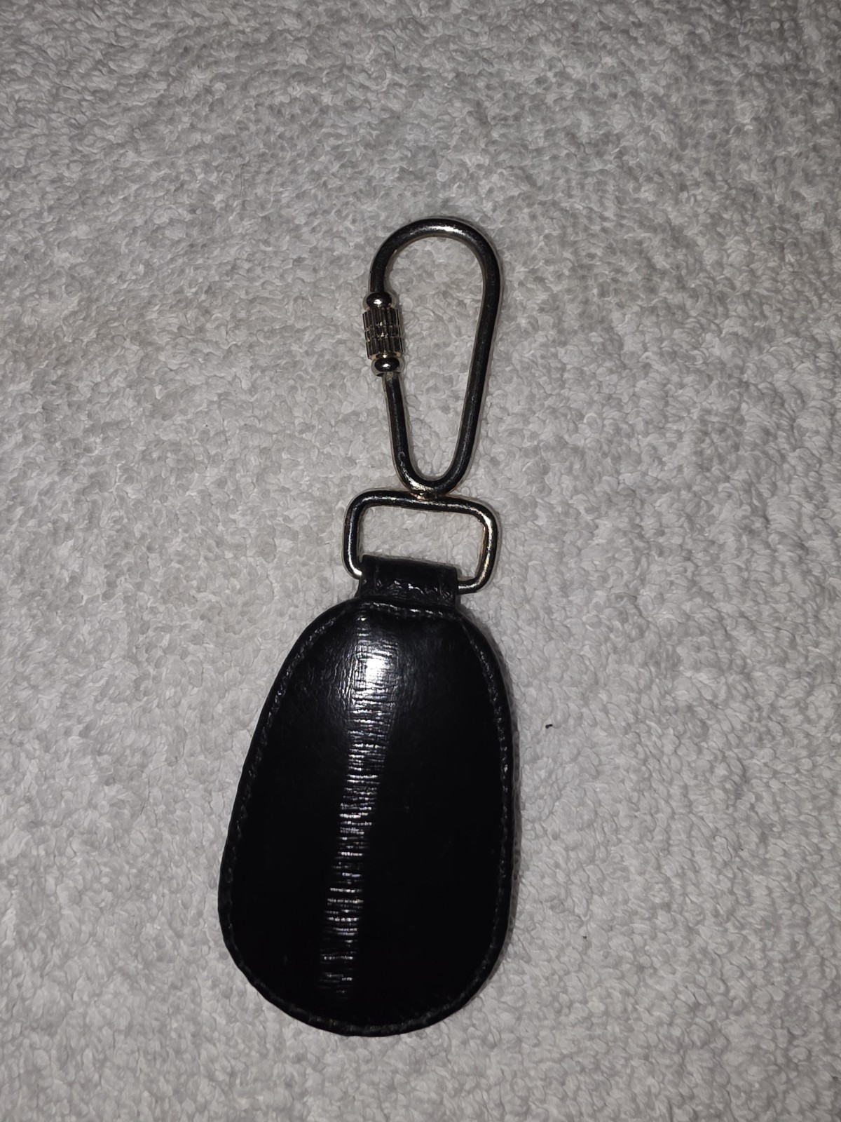 Vintage 90s Genuine Eel Skin Key Ring Carabiner Clip Very Soft Smooth Feel