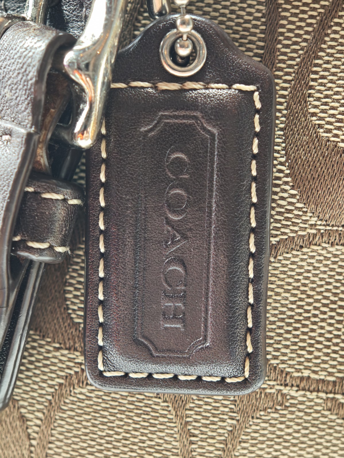 COACH | Brown Logo Shoulder Bag Buckle Accent Double Handles Silver Hardware
