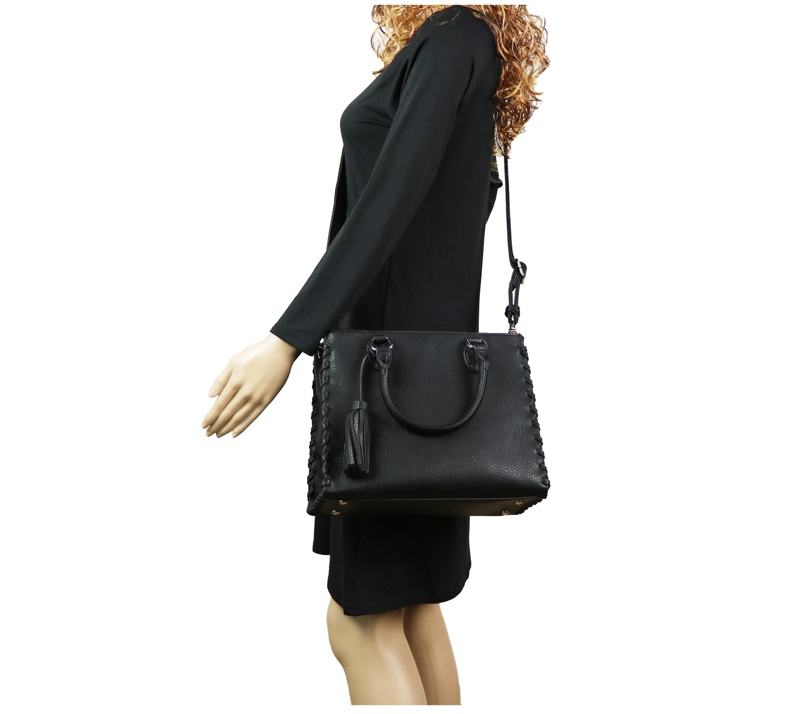 Conceal Carry Ann Laced Satchel Bag (Black) #618-BLK