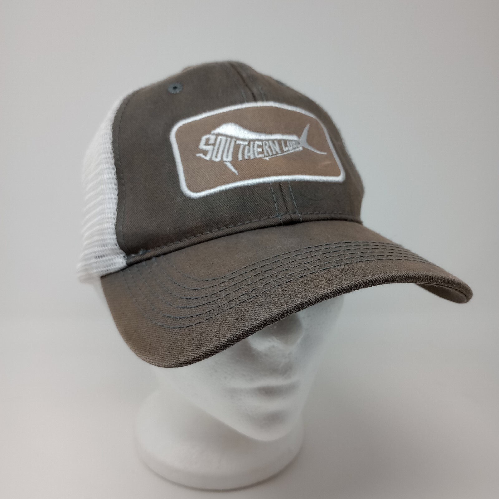 Southern Lure Mahi Mahi Logo White Mesh Back Adjustable Baseball Cap Hat