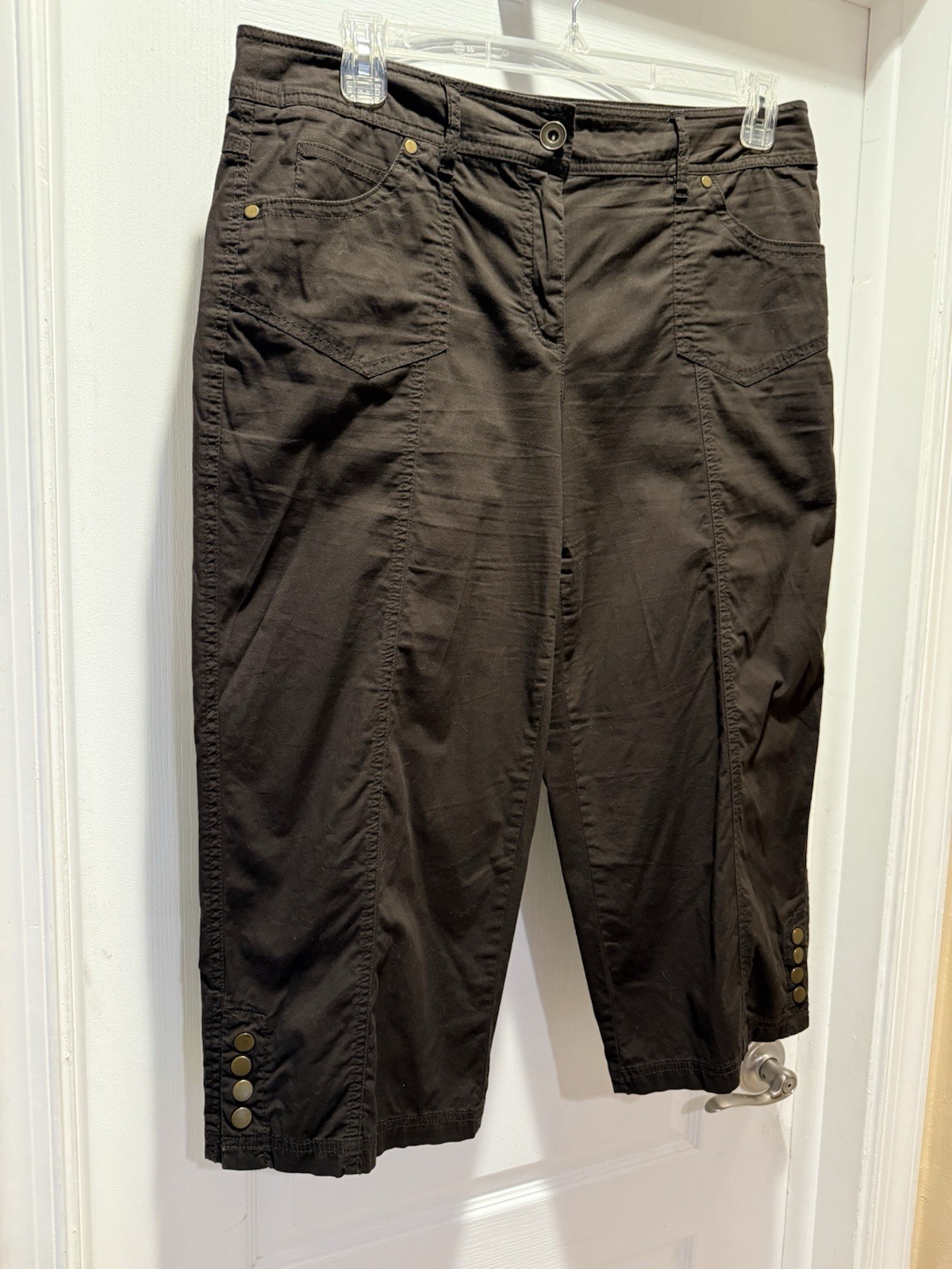 Style & Co Womens Brown Stretch Capri Pants Size 14