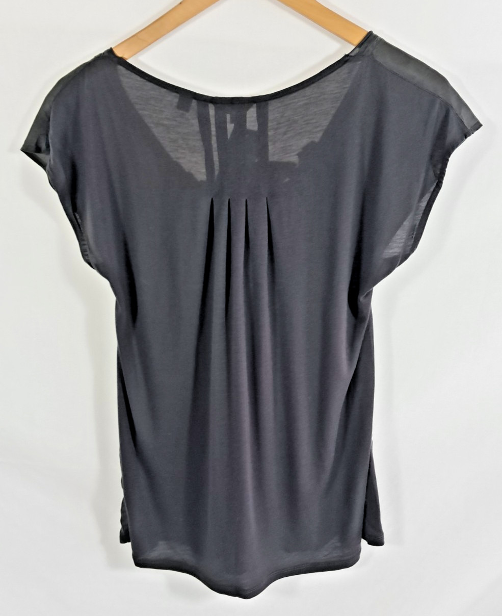 Ted Baker Dark Charcoal Grey Silk Top with Tie, Size 3 (UK 12)