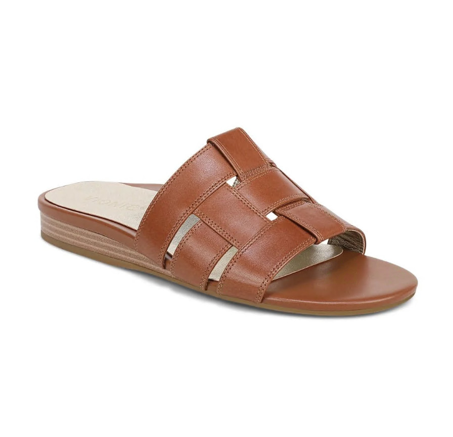 VIONIC Glendora Slide Sandal, Tan Leather