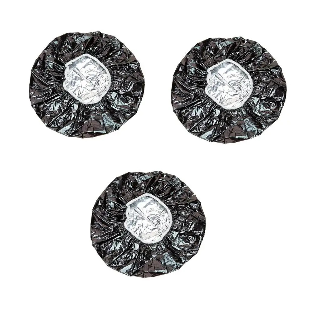 3pcs Rose Shower Cap Heat Insulation Aluminum Foil Insulation Hat Elastic B