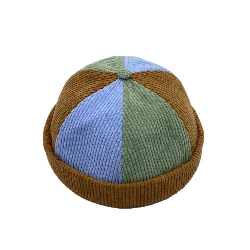 Men Docker Cap Beanie Sailor Worker Hat Rolled Cuff Retro Brimless Adjustable