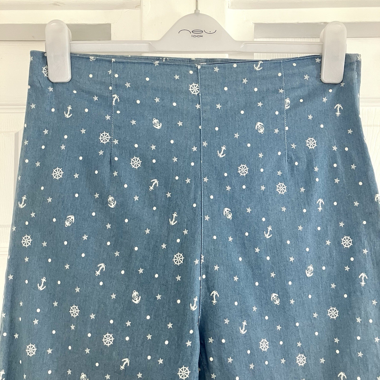 Banned Dancing Days Nautical Blue Retro Capri Pants Cropped Trousers Size L W30