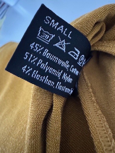 Wolford Long-Sleeve Bodysuit ~ Opaque Naturel Mustard Orange Small ~ Turtleneck
