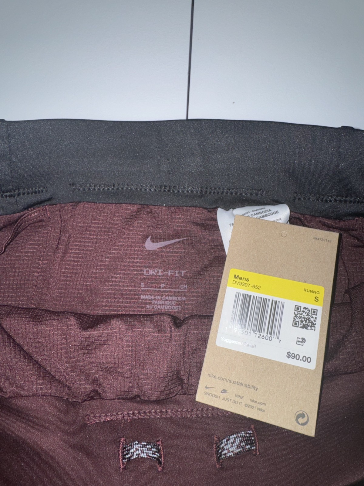 $90 Nike Men’s Small Trail Lava Loops 1/2 Running Tights Burgundy DV9307-652