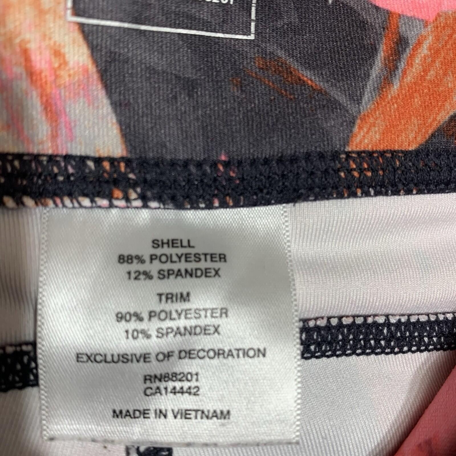 Mondetta Performance Leggings Womens S Pink Floral Capri Mesh Zip Pocket RN88201
