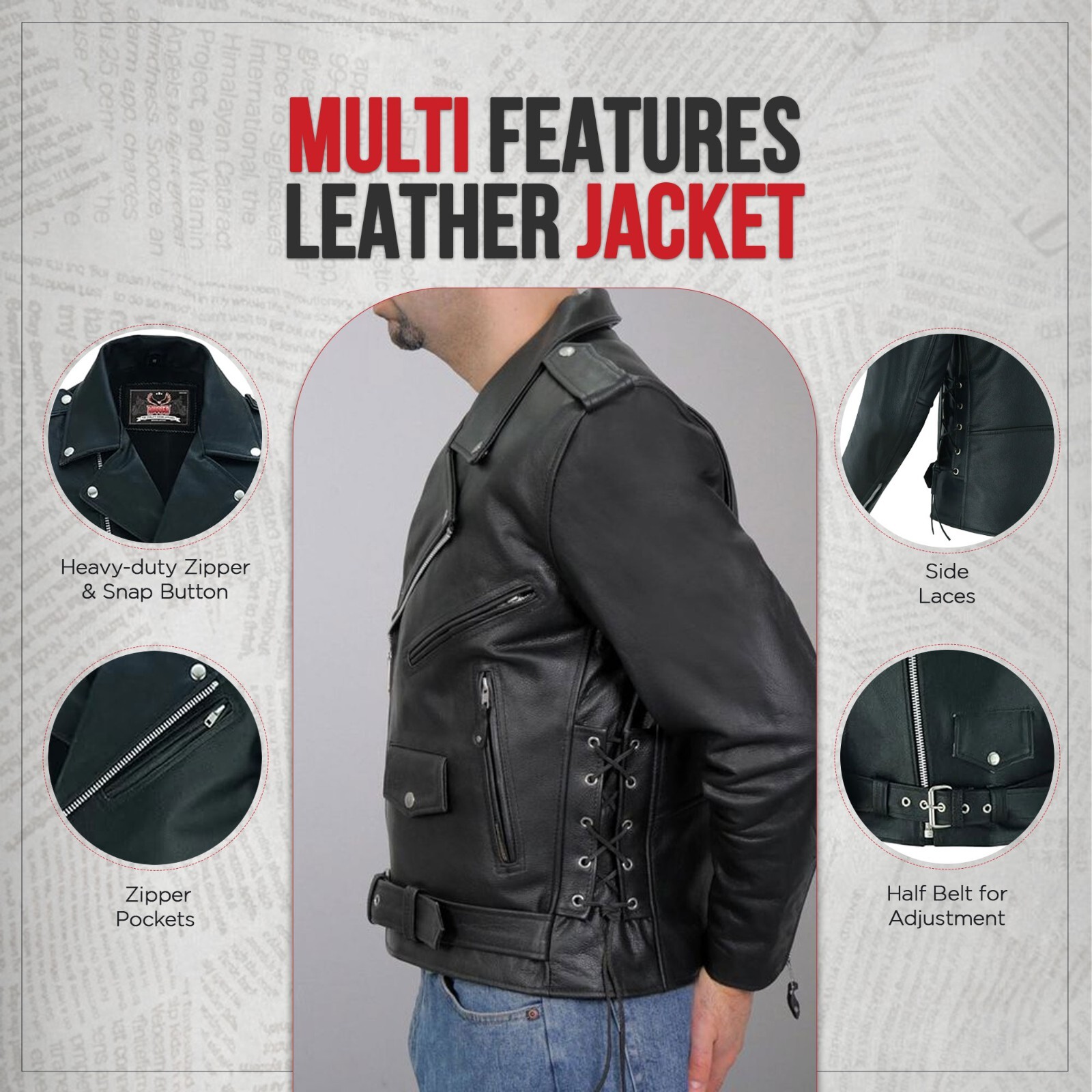Mens Brando Premium Leather Jacket Motorcycle Perfecto Black Marlon Biker Jacket