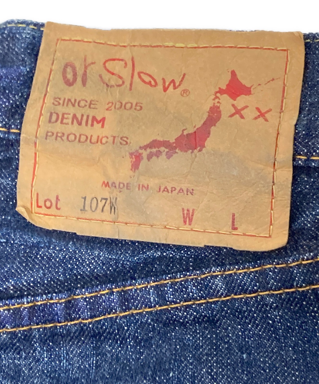 orSlow LOT 107W Denim Pants Size L Indigo Cotton Made in Japan Used Jeans Used