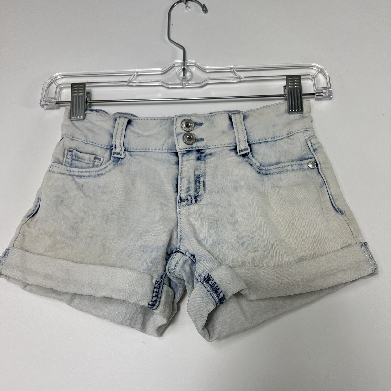 Jordache Jean Shorts Youth Size 6 Acid Wash Denim Adjustable Waist Stretch