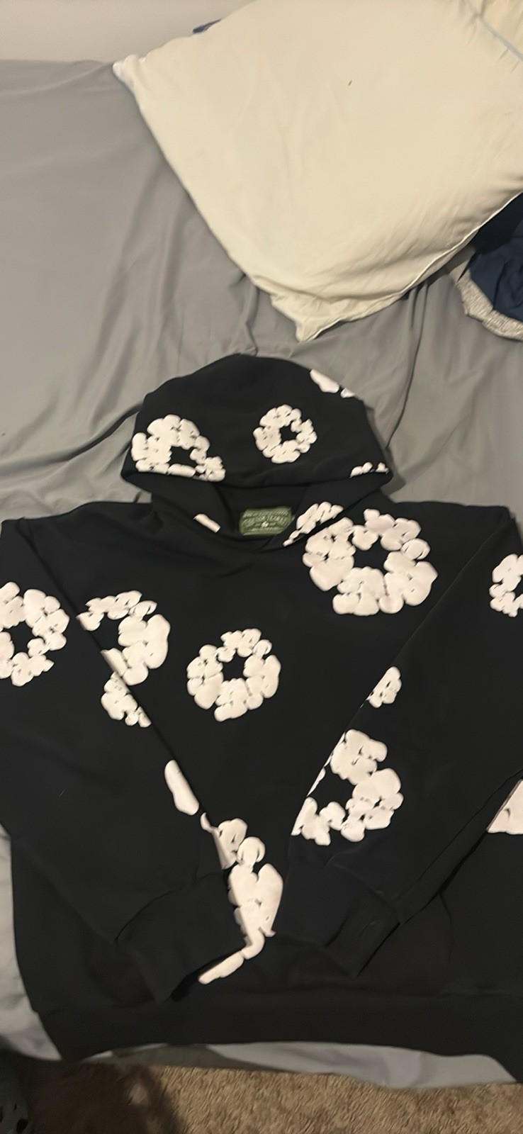 DENIM TEARS real Men’s M Black/White Pullover Hoodie Graphic Flower Print