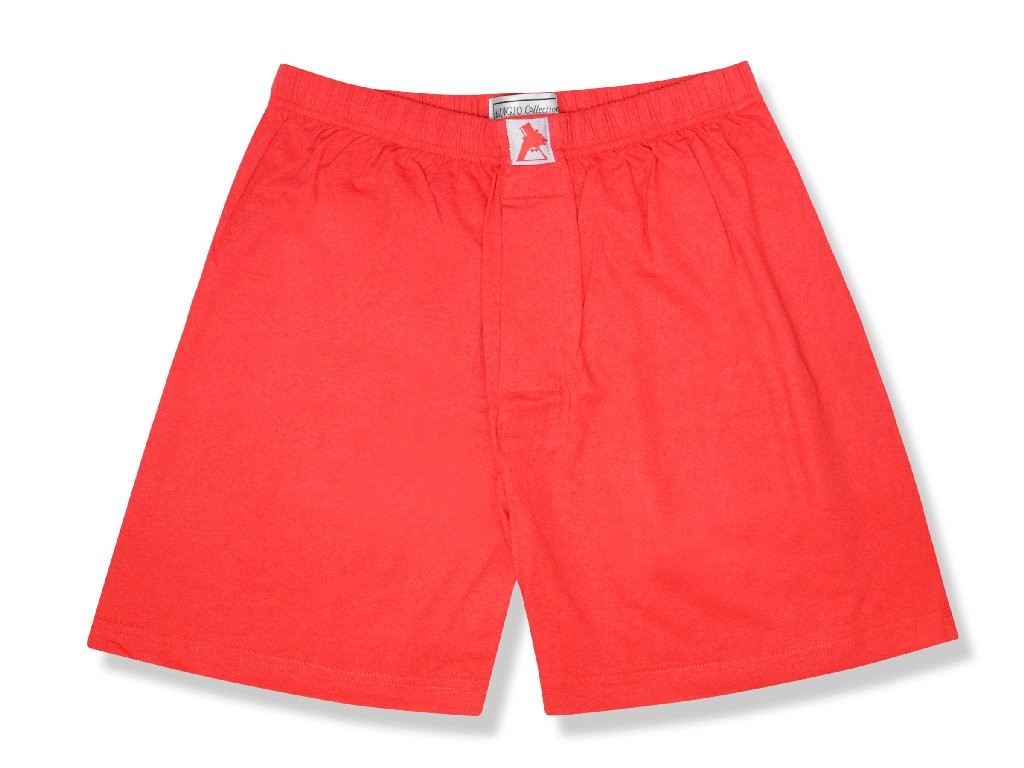Biagio Mens Solid RED Color BOXER 100% Knit Cotton Shorts