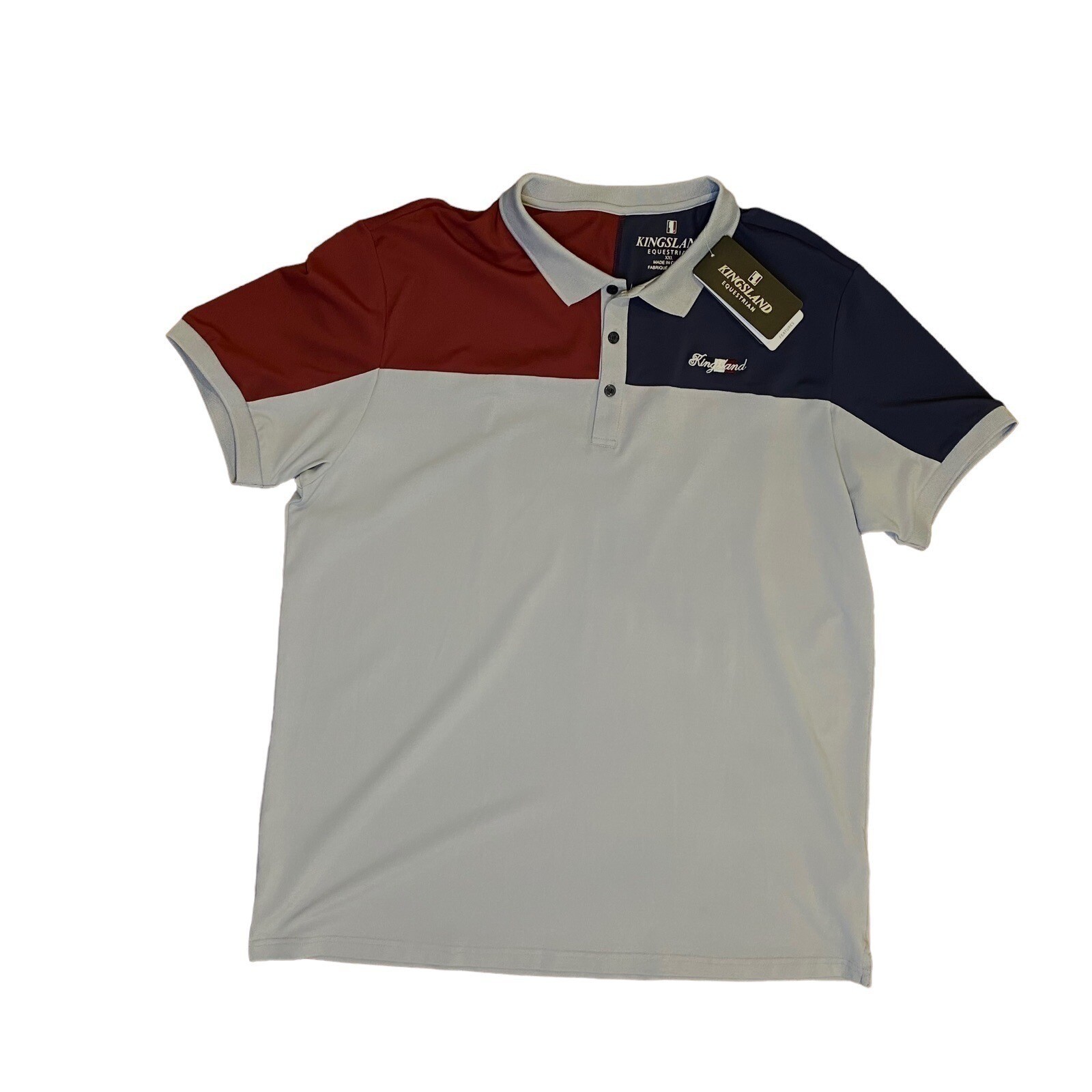Kingsland Equestrian Men Kijanko Tec Pique Polo Shirt Colorblock Grey XXL NEW