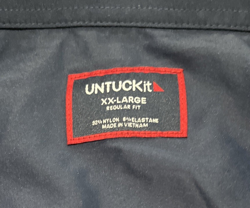 Untuckit Button Up Shirt Men’s 2XL Blue Nylon Elastane