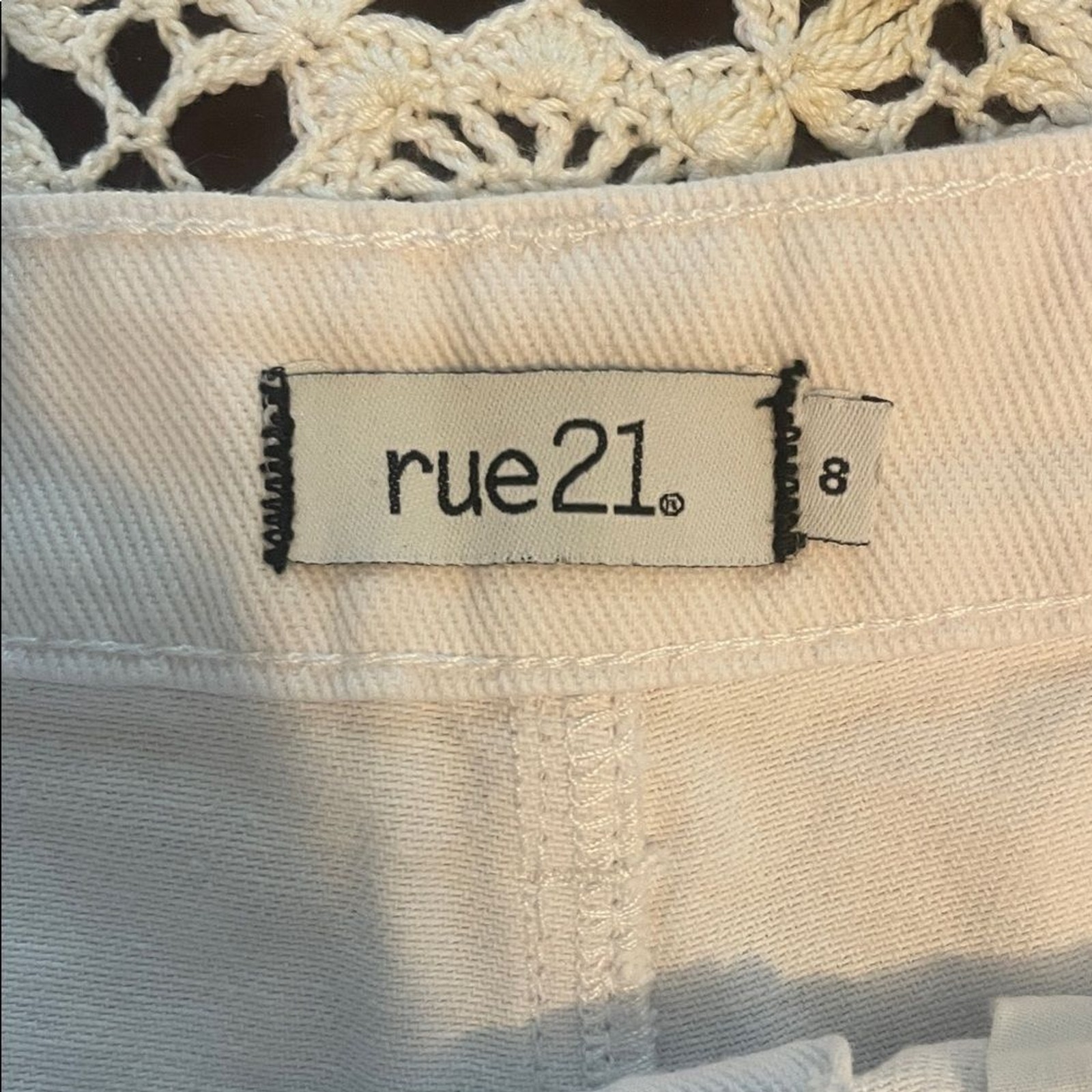 Rue21 White Jean Shorts with Fringe Detail
