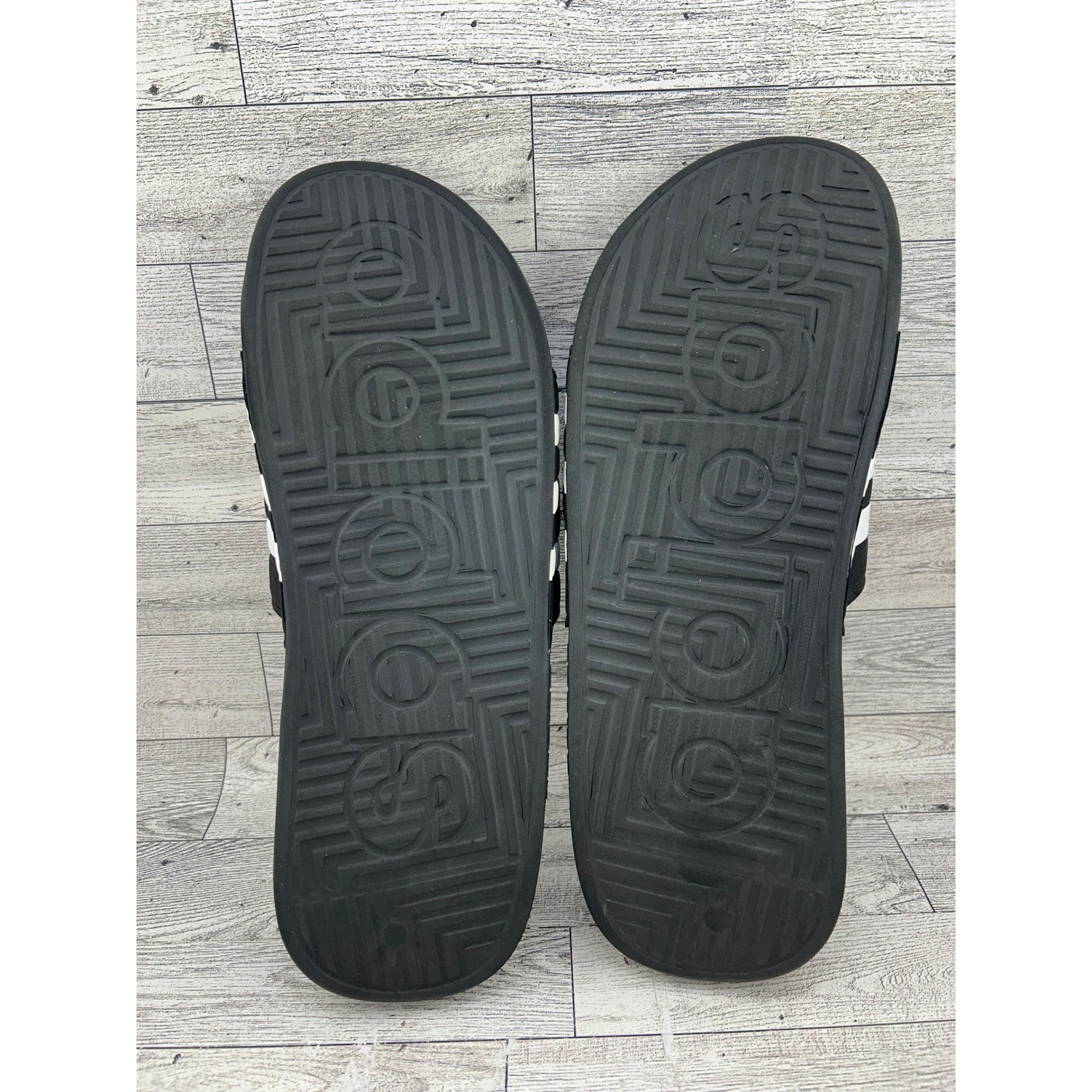 Adidas Adissage Men Black White Massage Footbed Slide Sandals F35580 Size 12
