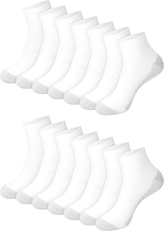 Hanes Men’s Ankle Socks, 14 Pairs, Double Tough 6-12, White – 14 Pair