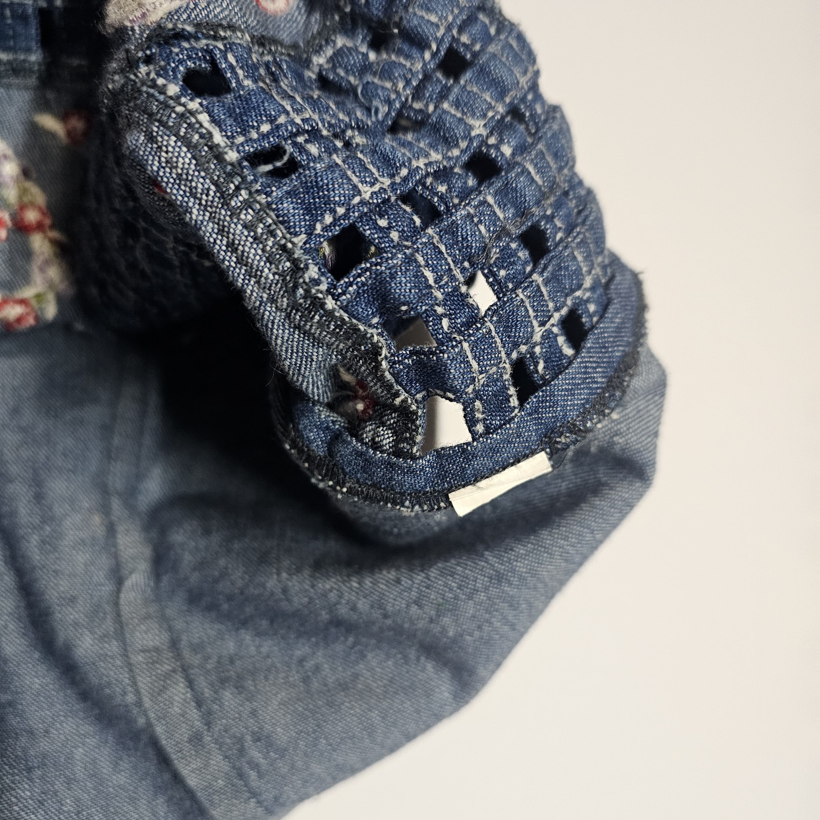 VTG 90s Bobbie Brooks Patchwork Denim Lattice Embroidered Floral Heart Vest Sm