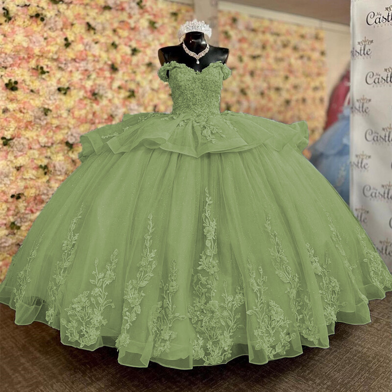 Quinceanera Off-Shoulder Dress Sweet 15 16 Birthday Party Prom Dress-